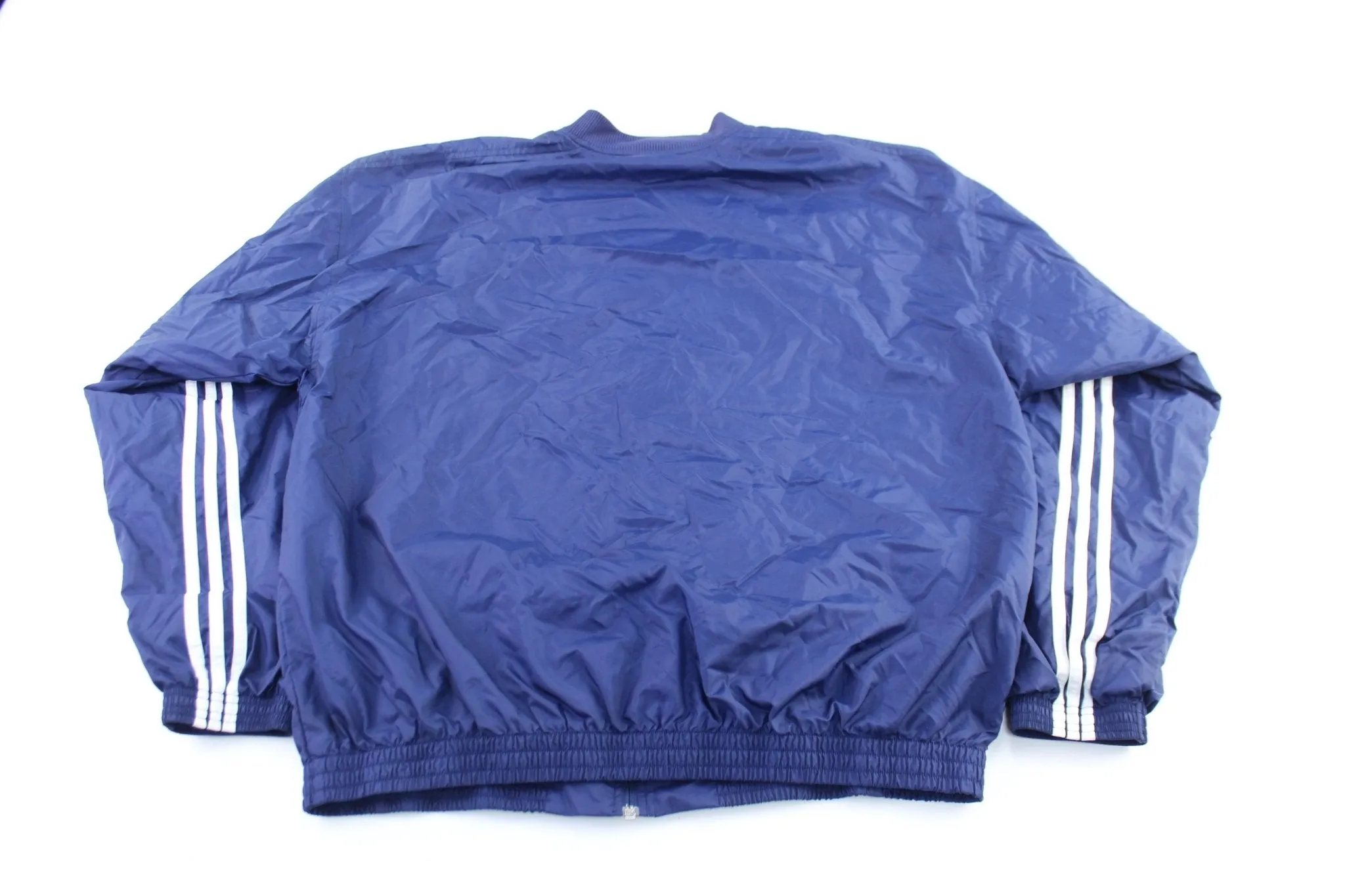 Adidas Embroidered Logo Navy Blue & White Striped Zip Up Jacket