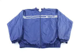 Adidas Embroidered Logo Navy Blue & White Striped Zip Up Jacket