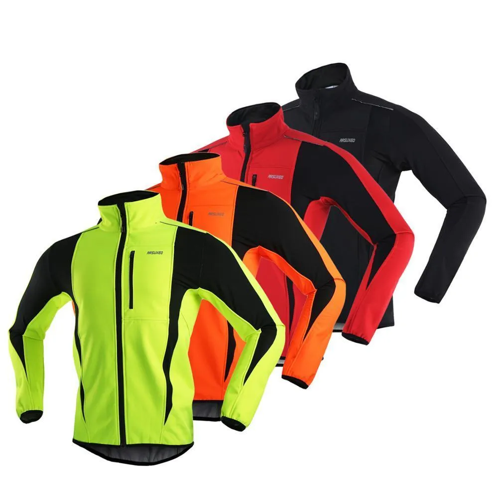 ARSUXEO Winter Warm UP Thermal Soft shell Cycling Jacket Windproof Waterproof