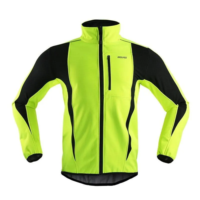 ARSUXEO Winter Warm UP Thermal Soft shell Cycling Jacket Windproof Waterproof