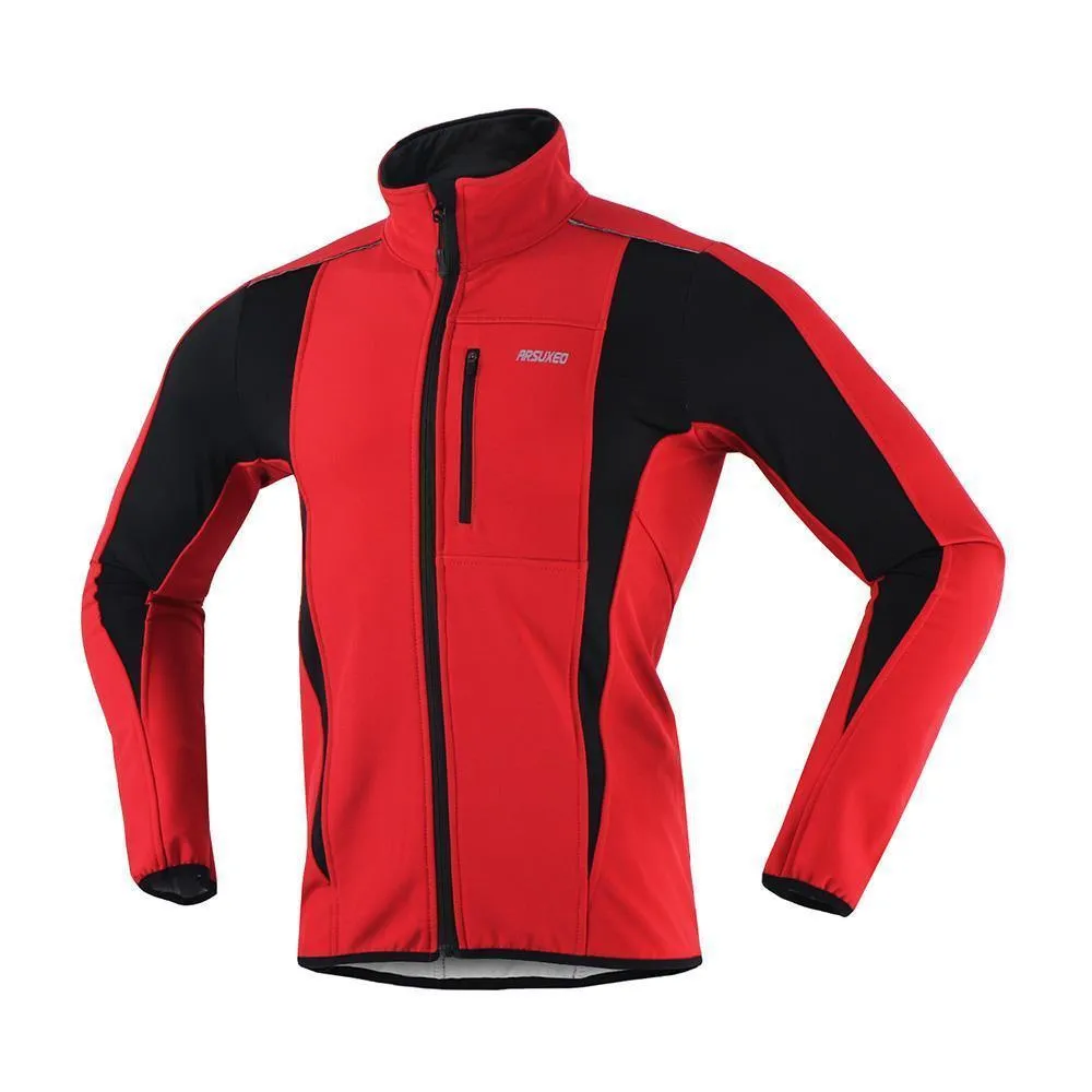 ARSUXEO Winter Warm UP Thermal Soft shell Cycling Jacket Windproof Waterproof