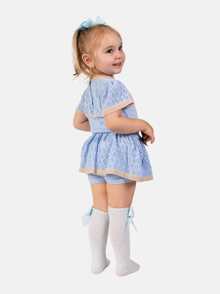 Baby Girl Rachel Collection 2-piece Spanish Knitted Set-Blue