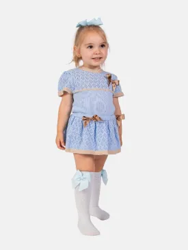 Baby Girl Rachel Collection 2-piece Spanish Knitted Set-Blue