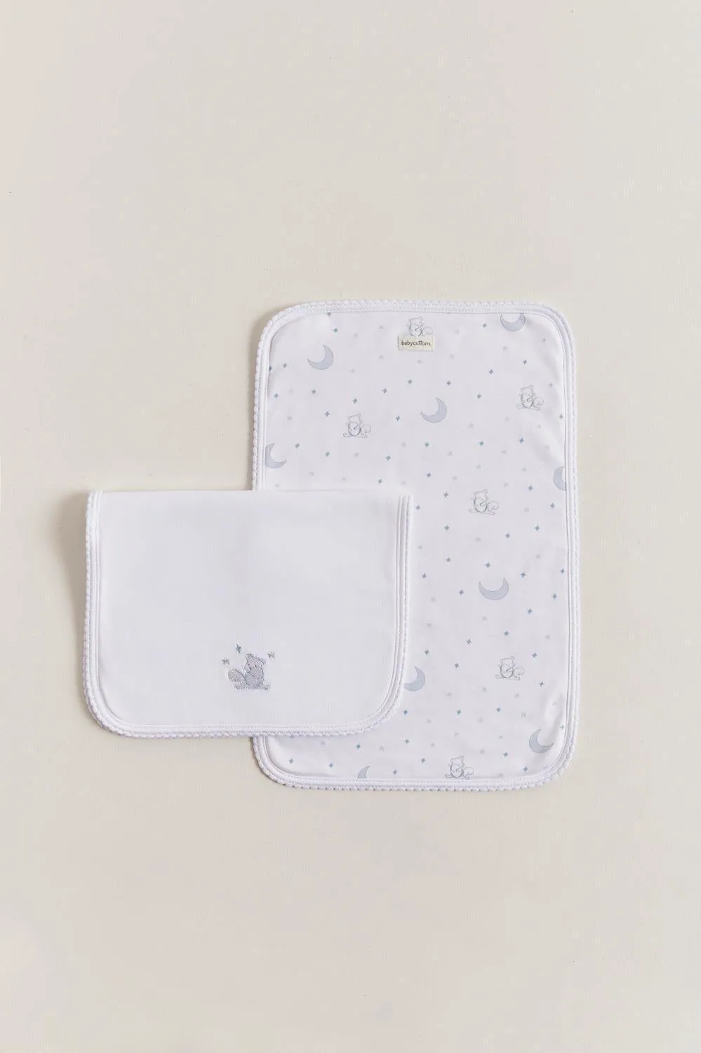 Babycottons Babycottons Gustav In The Sky Burps 2-Pack White & Light Blue