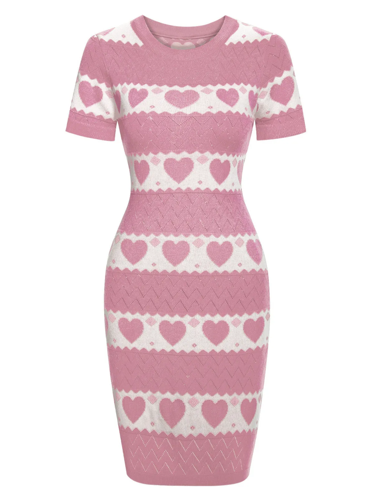 Black 1960s Contrasting Heart Knitting Dress