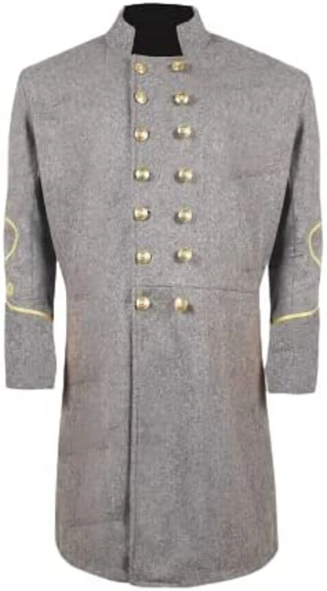 Civil War CS Officer's Double Breast 3 Rows Braid Grey Wool Frock Coat