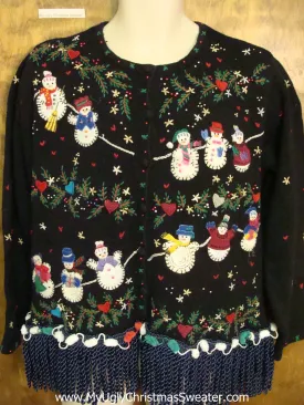 Clothesline Snowmen Ugly Christmas Sweater