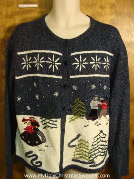 Couples Skating Ugly Christmas Sweater