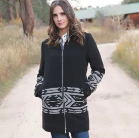 Cruel Women's Southwestern Banded Walking Coat in Black