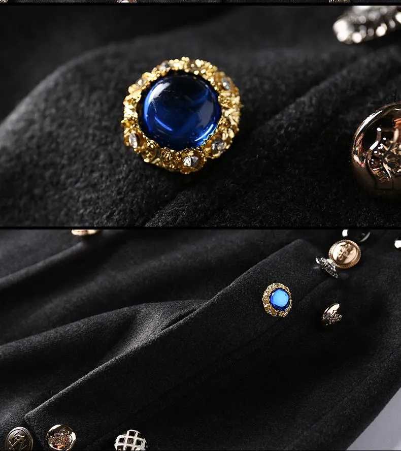 Embellished Wool-Blend Cape-Coat