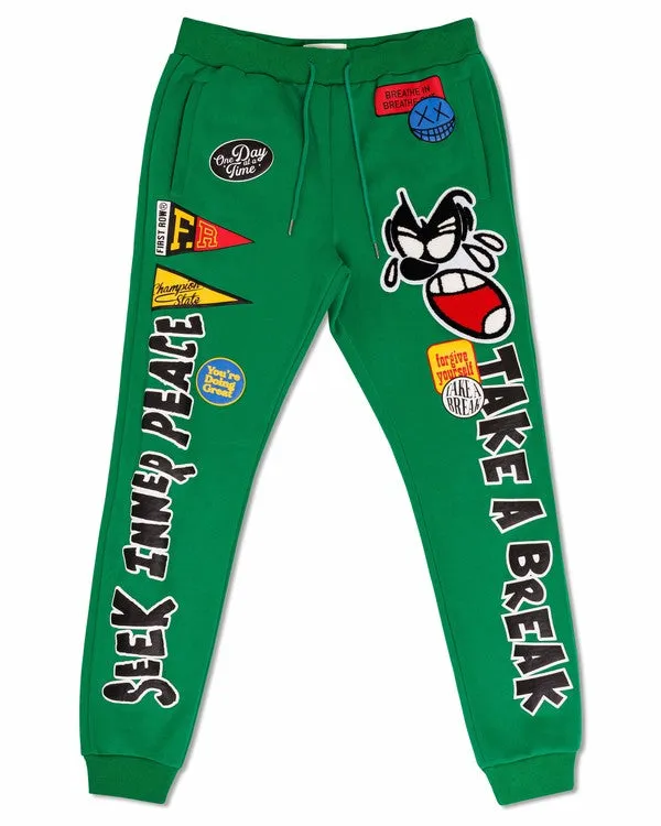 Green Spring Break Chenile Patch Graphic Jogger