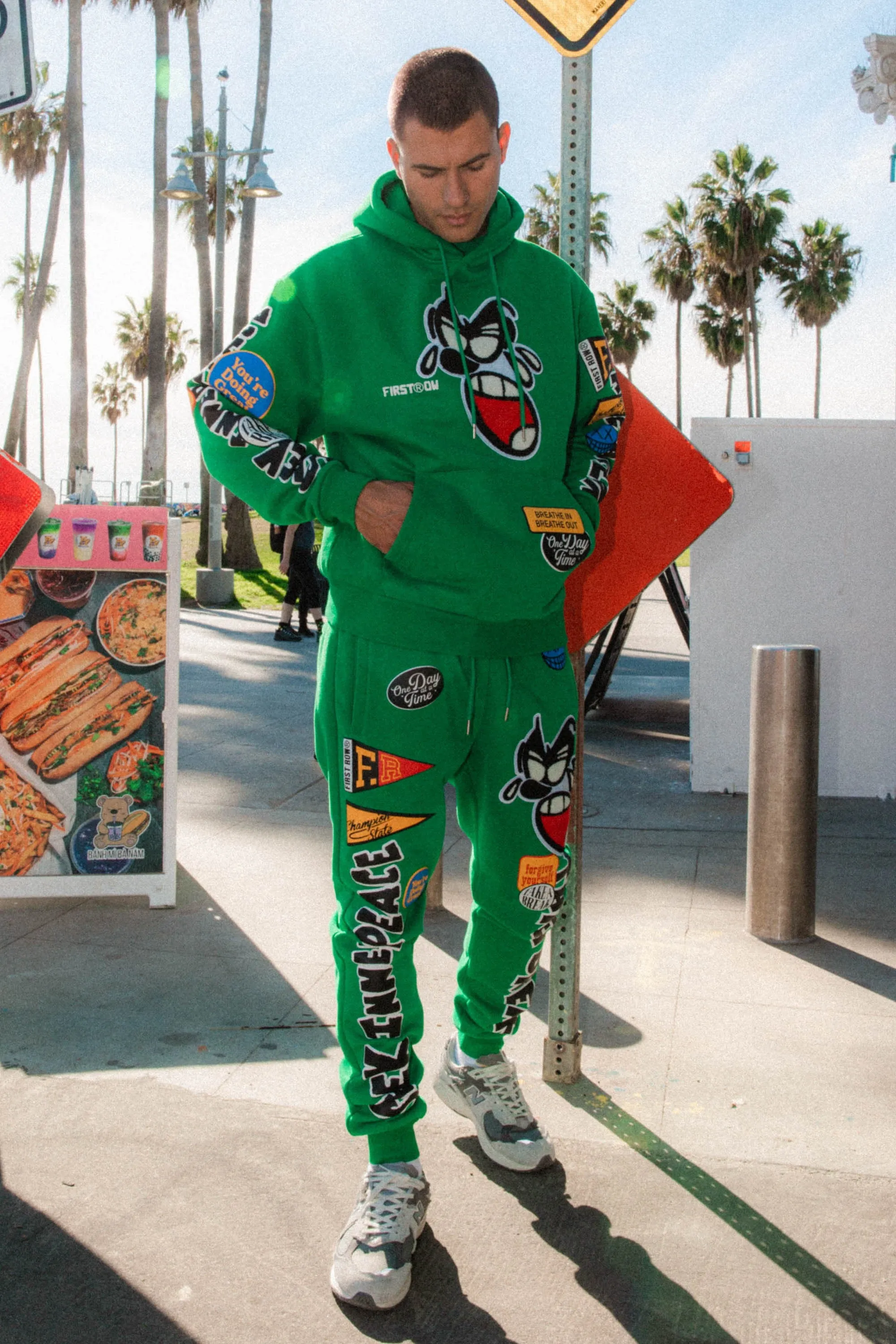 Green Spring Break Chenile Patch Graphic Jogger
