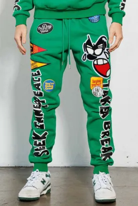 Green Spring Break Chenile Patch Graphic Jogger