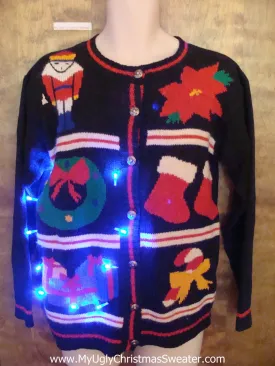 Grid of Six Fun Decorations 80s Light Up Ugly Xmas Sweater
