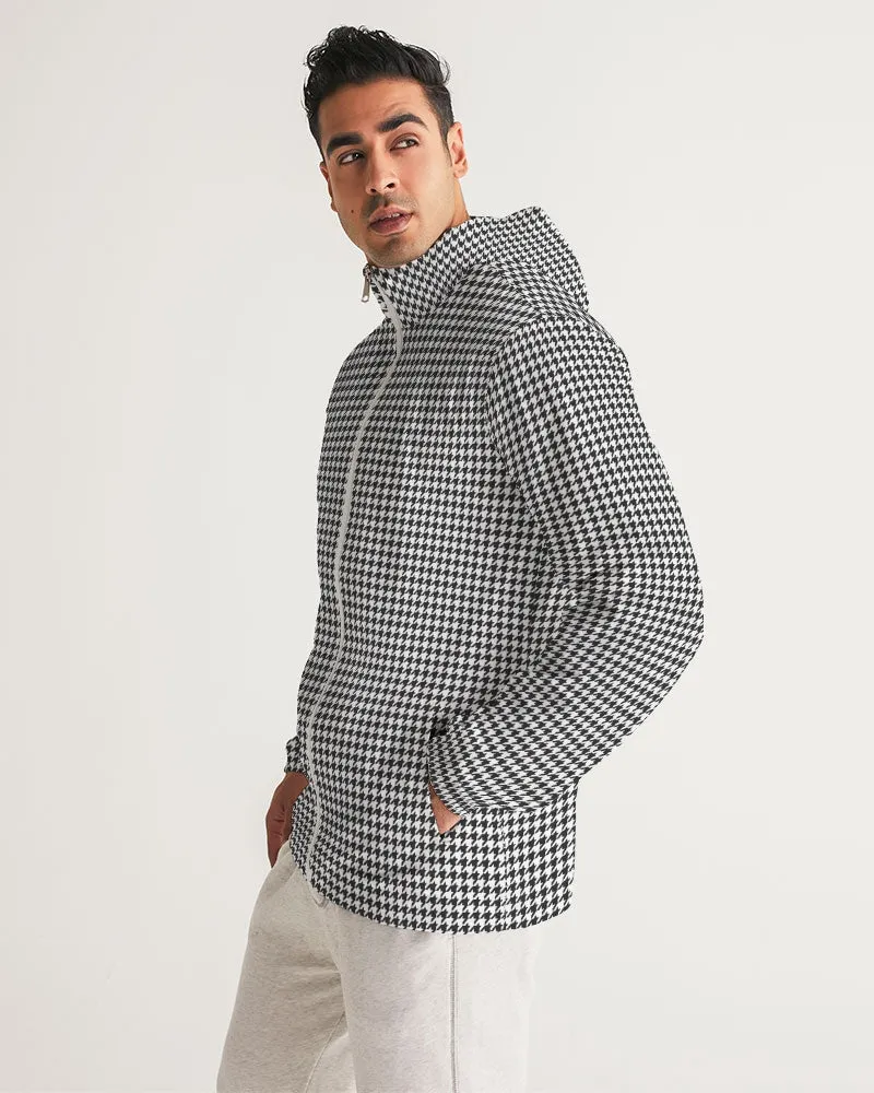 Houndstooth Men's Windbreaker Hooded Jacket