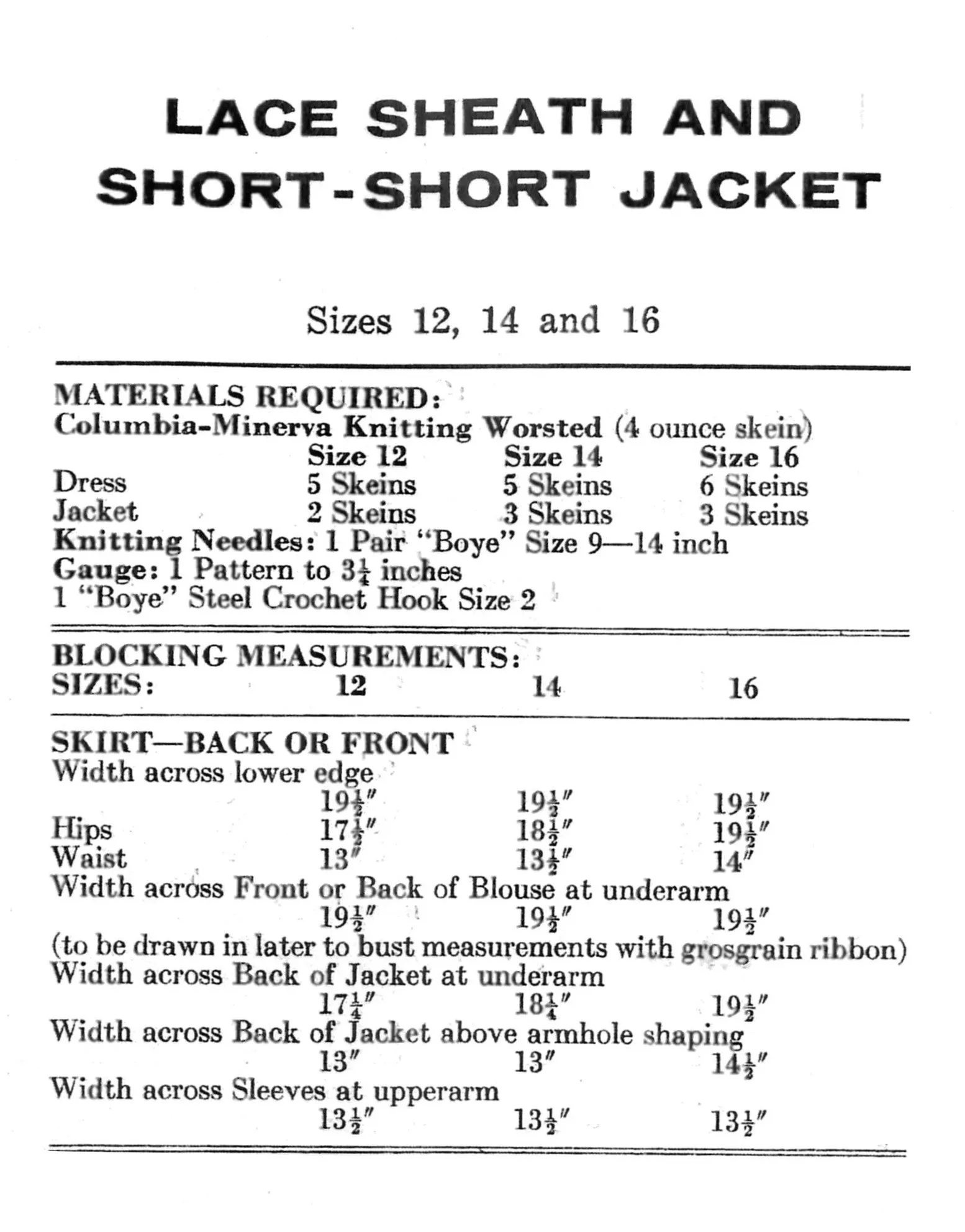 Ladies Knitted Dress and Short Jacket Pattern, 1950's, Instant Download