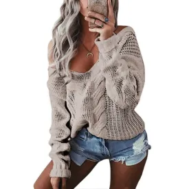 Loose fit off the shoulder fashion sweater top