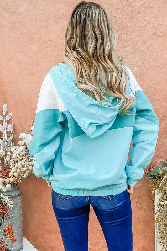 Mint Color Block Windbreaker Jacket