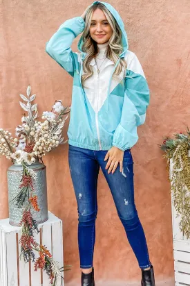 Mint Color Block Windbreaker Jacket