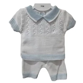 Ninas Y Ninos Stripped Cable 2 Piece White & Blue