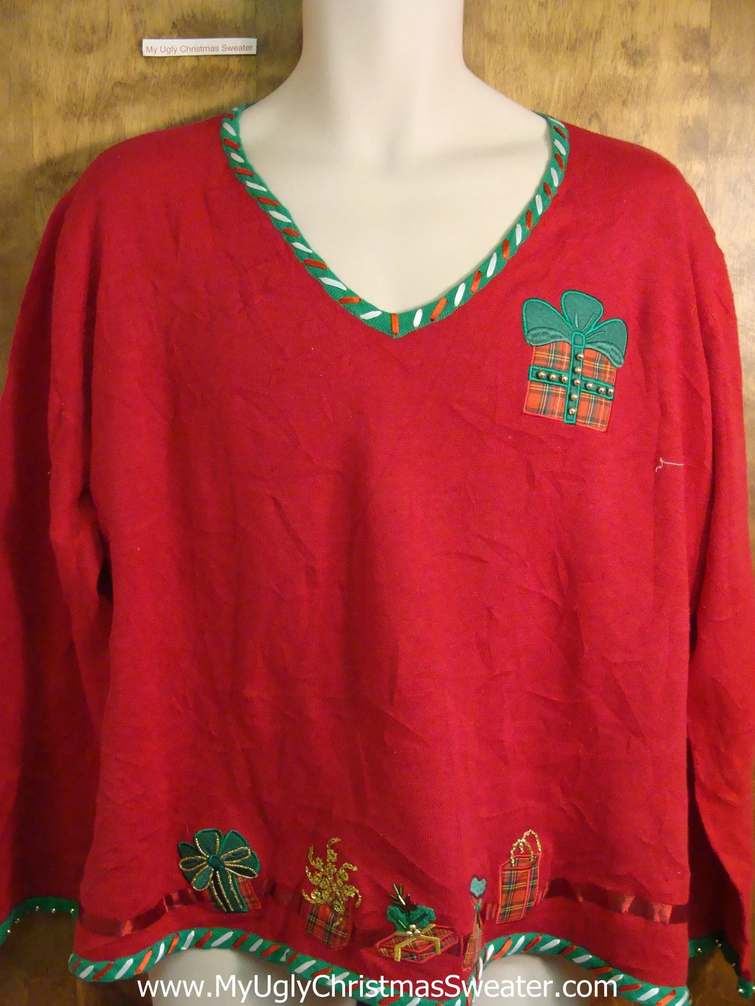 Novelty Red Gift Themed Funny Christmas Sweater
