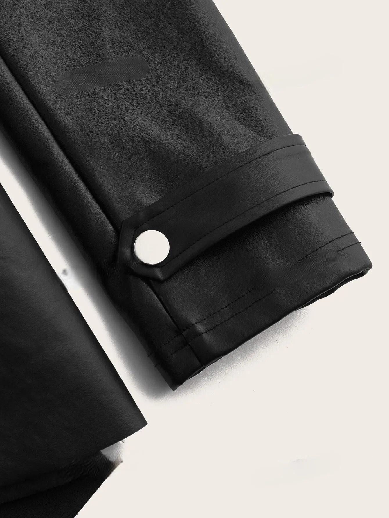 Privé Zip Up High Low Hem PU Leather Coat