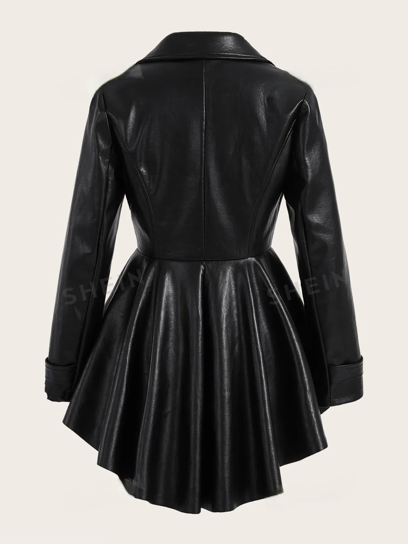Privé Zip Up High Low Hem PU Leather Coat