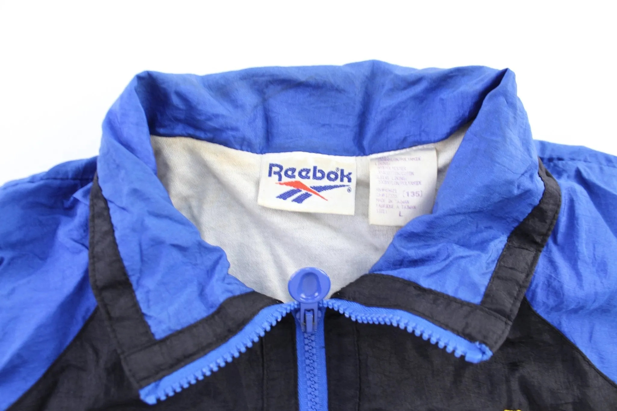 Reebok Embroidered Logo Black, Blue, & Gold Zip Up Jacket
