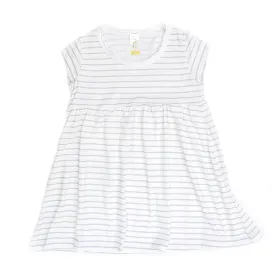 Short Sleeve Dress - Organic Cotton - Gray Stripes