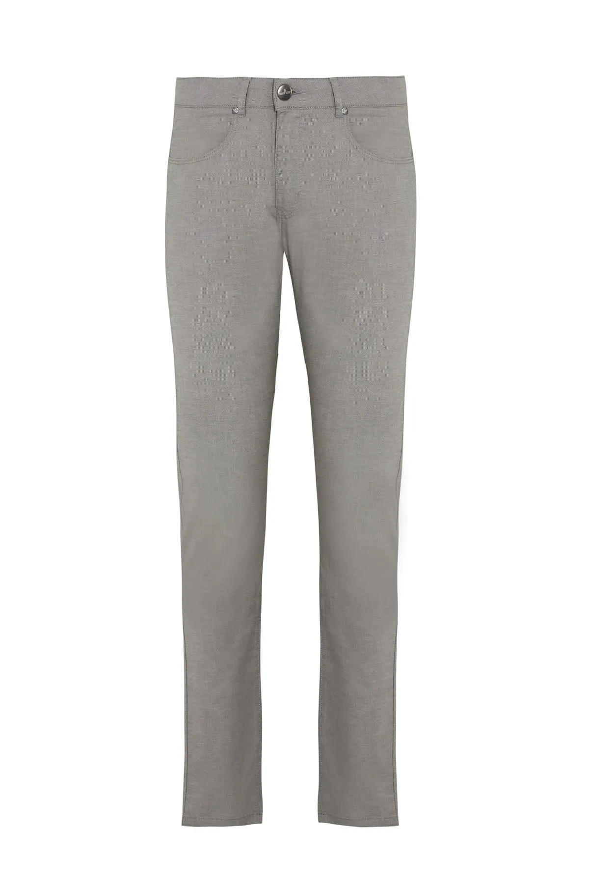 Slim Fit 5 Pocket Low Waist Unpleated Cotton Light Gray Casual Pants, Light Gray D. 1