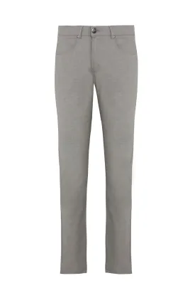 Slim Fit 5 Pocket Low Waist Unpleated Cotton Light Gray Casual Pants, Light Gray D. 1