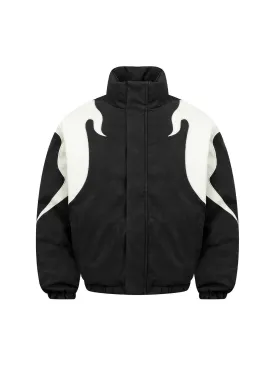 Street Flame Embroidered Suede Padded Puffer Jacket