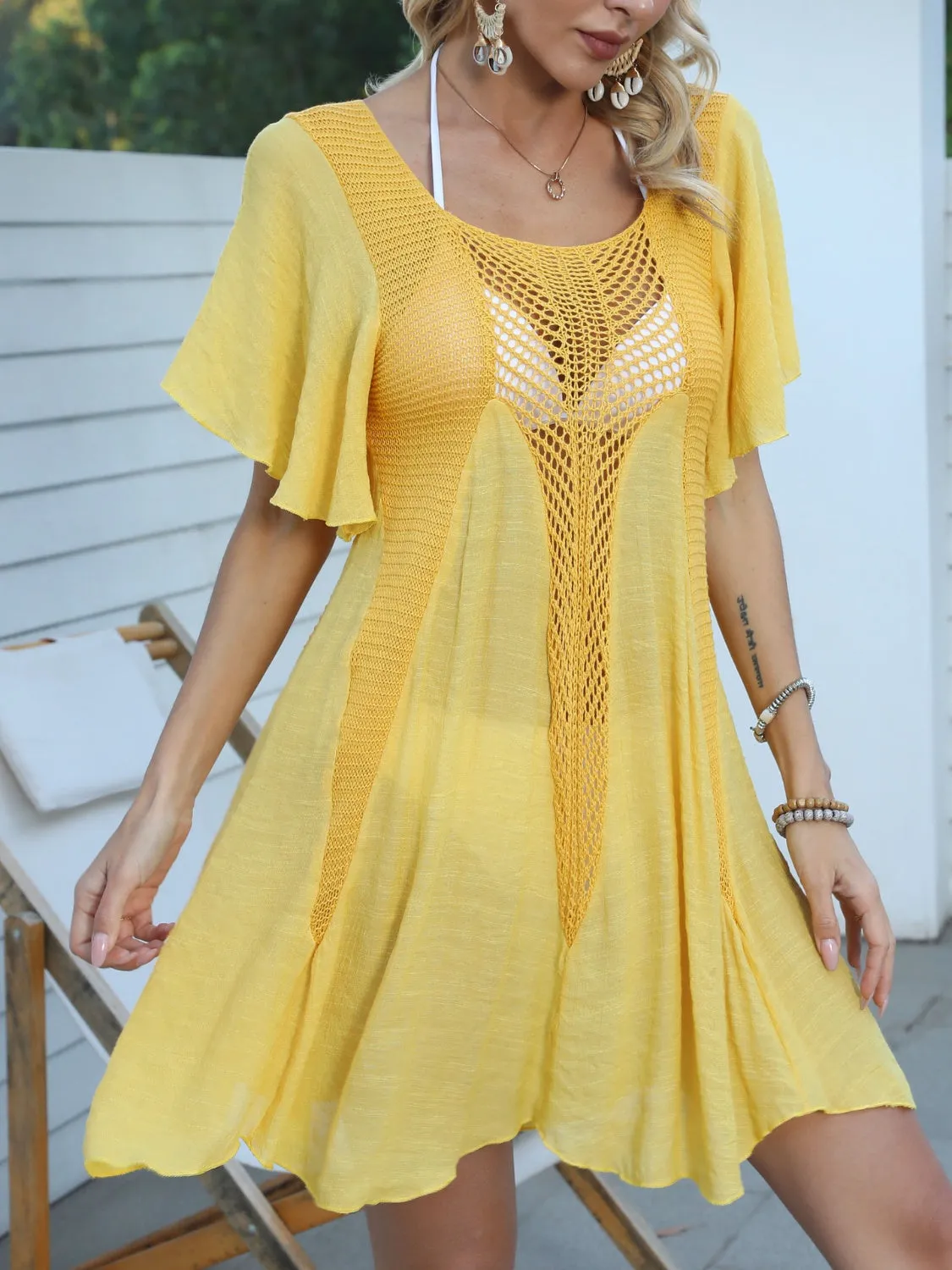 TEEK - Flutter Sleeve Cover-Up Dress