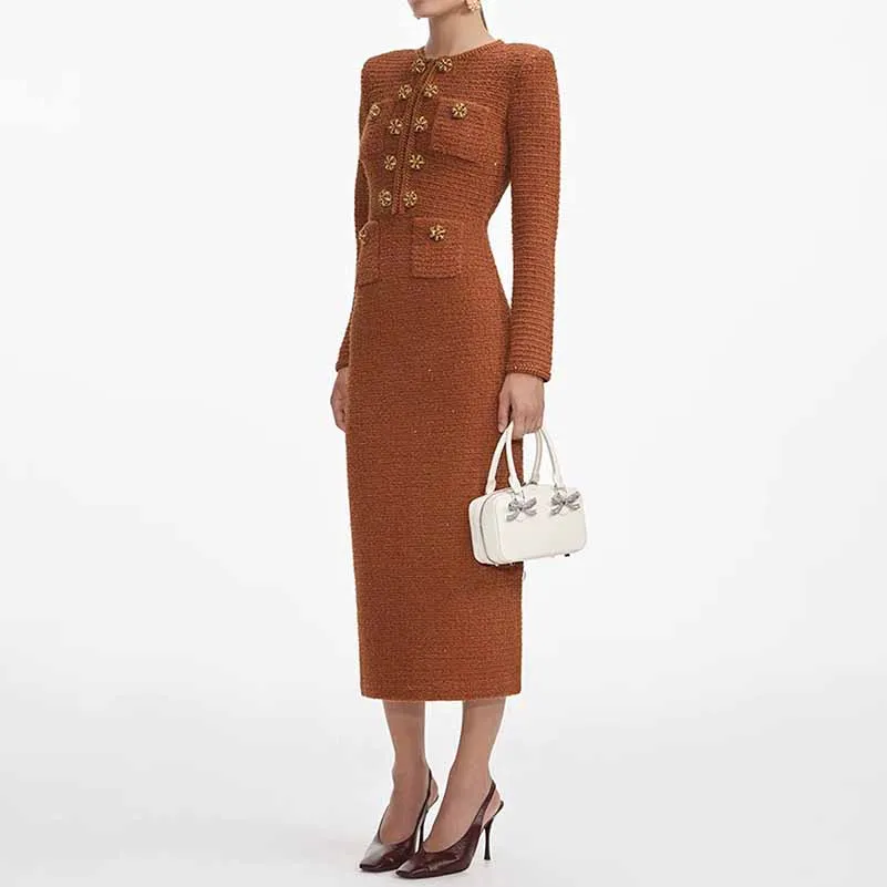 Textured Knitted Midi Dress