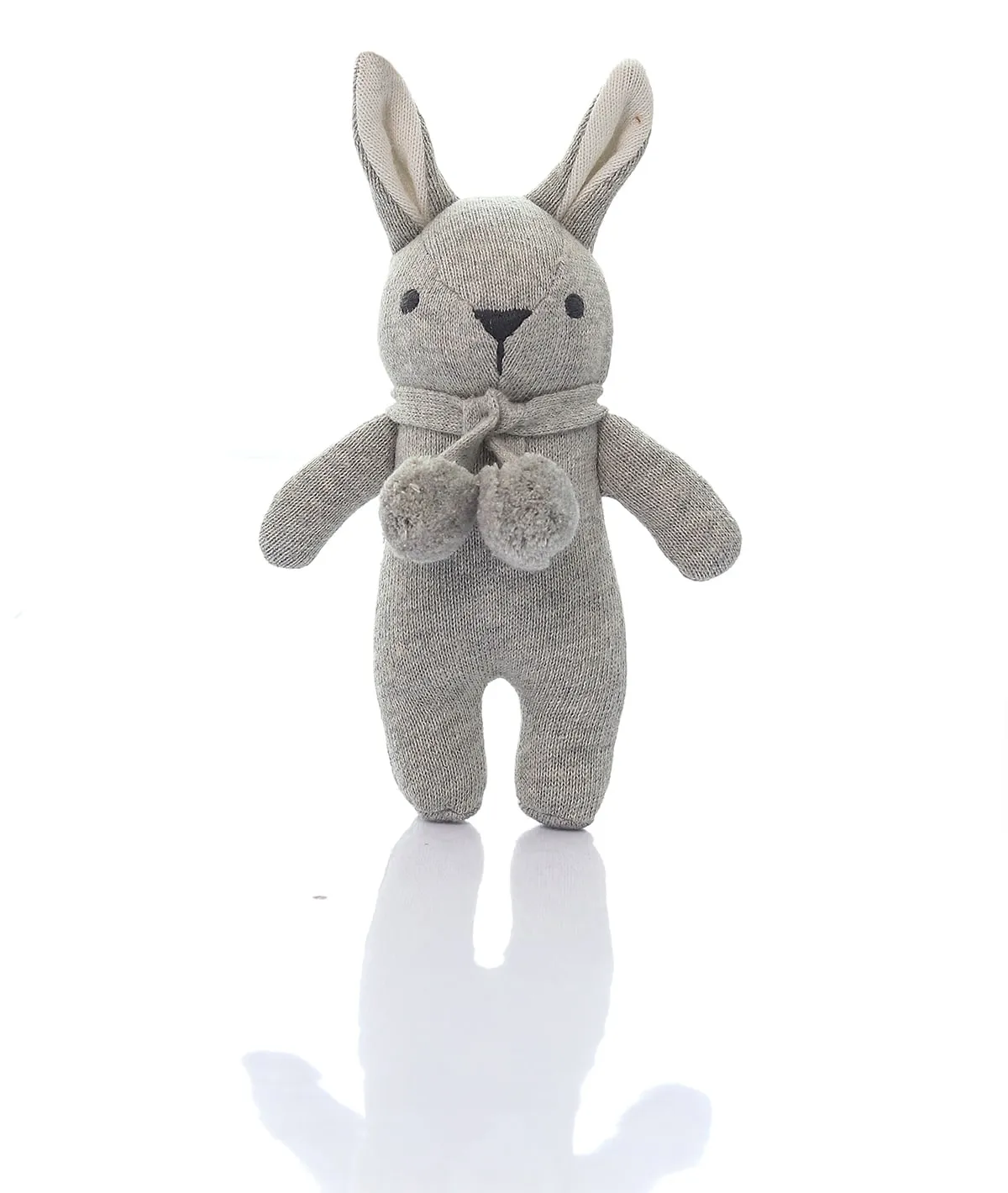 Toto Bear Cotton Knitted Stuffed Soft Rattle Toy (Vanilla Grey Melange & Natural)