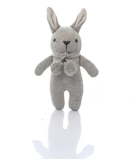 Toto Bear Cotton Knitted Stuffed Soft Rattle Toy (Vanilla Grey Melange & Natural)