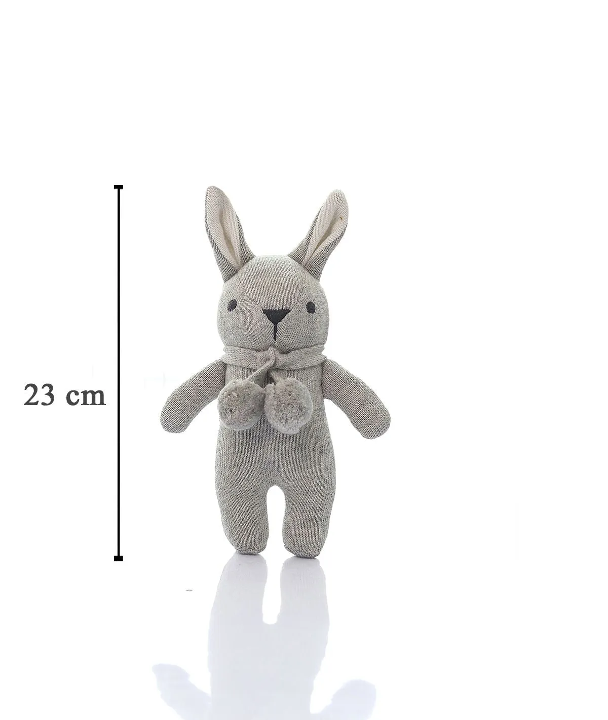 Toto Bear Cotton Knitted Stuffed Soft Rattle Toy (Vanilla Grey Melange & Natural)