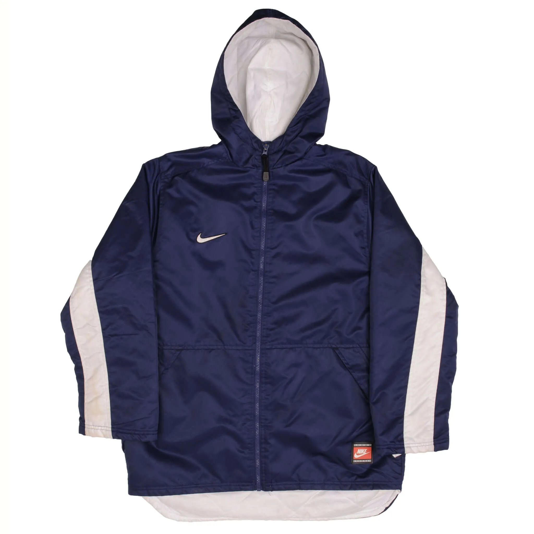 VINTAGE NIKE SWOOSH BLUE HEAVYWEIGHT WINDBREAKER JACKET 1990S SIZE XL YOUTH