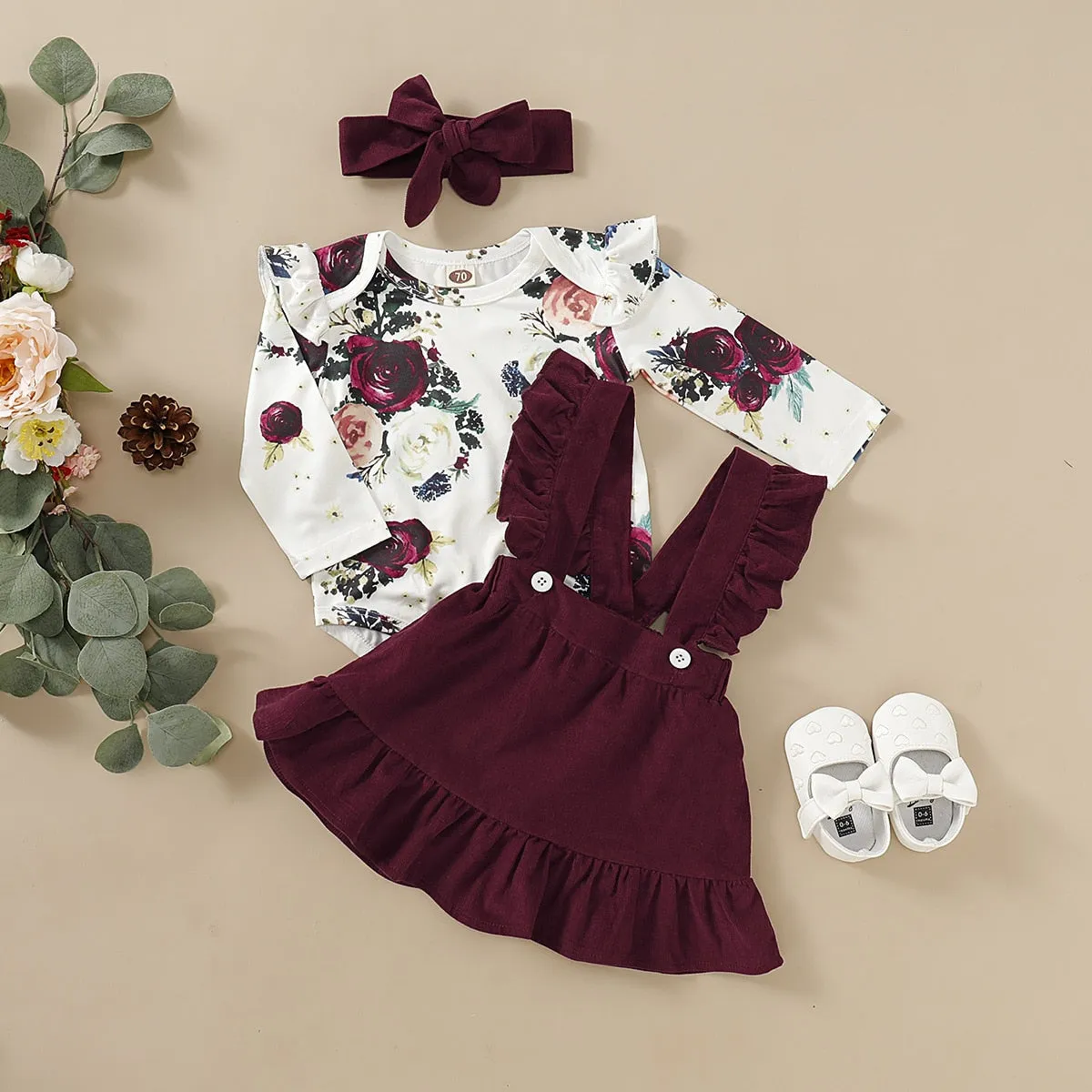 Winter Baby Romper Set For Newborns Clothes Girl Floral Bodysuit - BTGR8449
