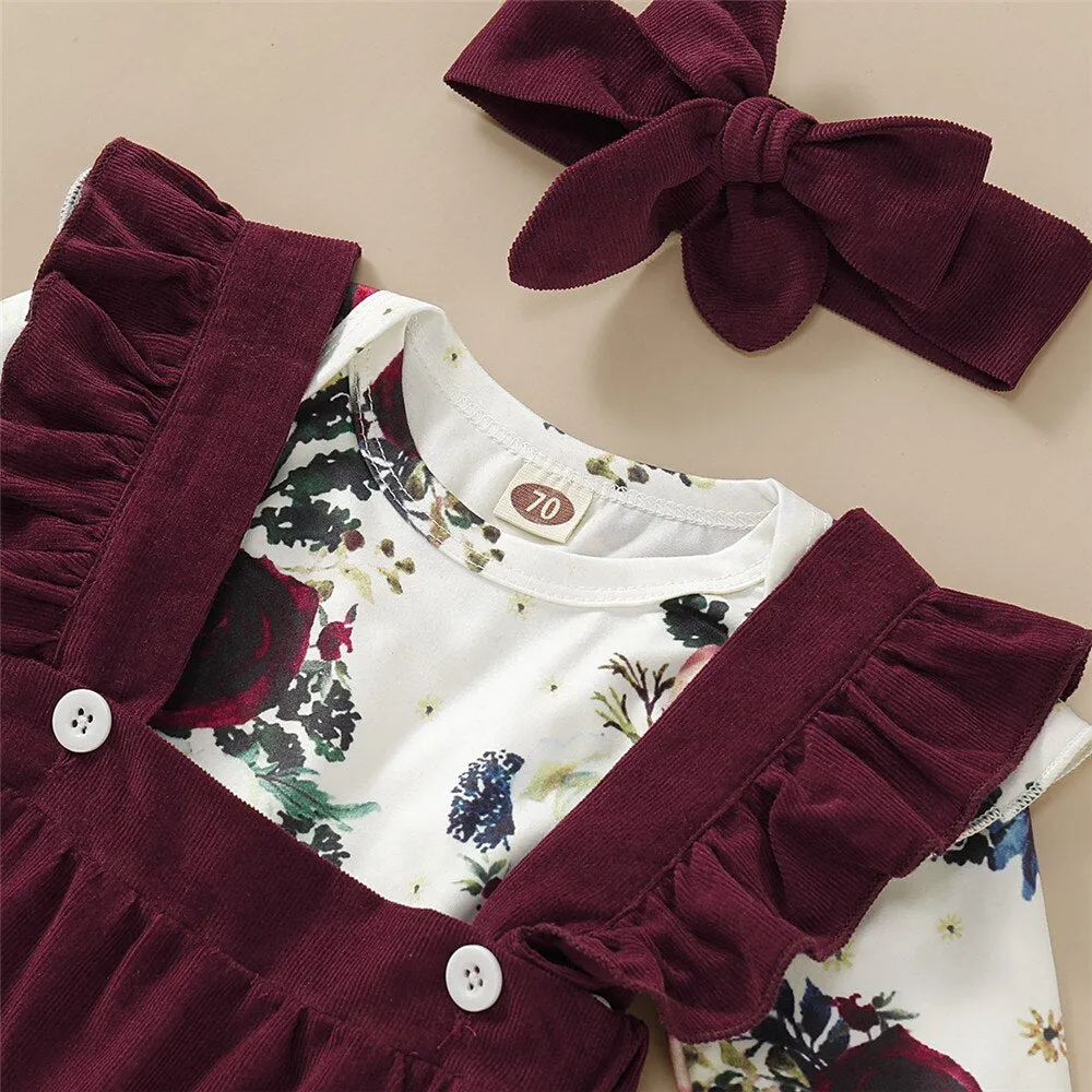 Winter Baby Romper Set For Newborns Clothes Girl Floral Bodysuit - BTGR8449