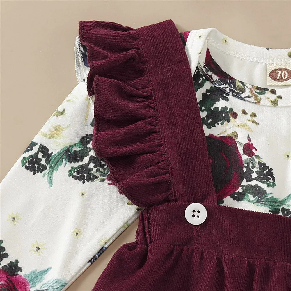 Winter Baby Romper Set For Newborns Clothes Girl Floral Bodysuit - BTGR8449