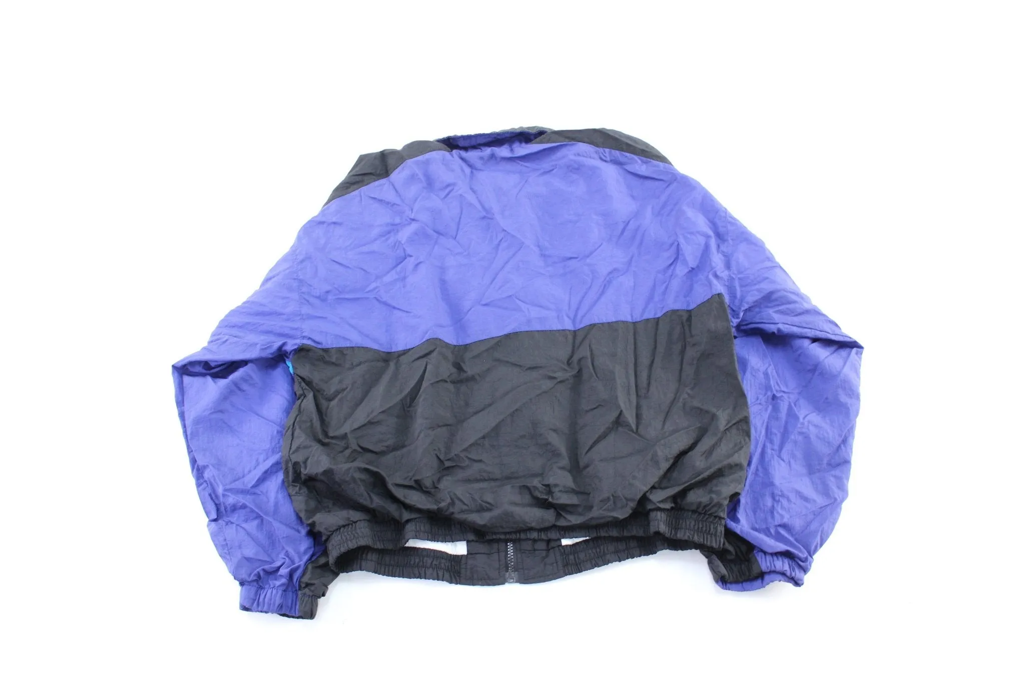 Women's 90's Wilson Embroidered Logo Black, Purple, & Aqua Windbreaker Jacket