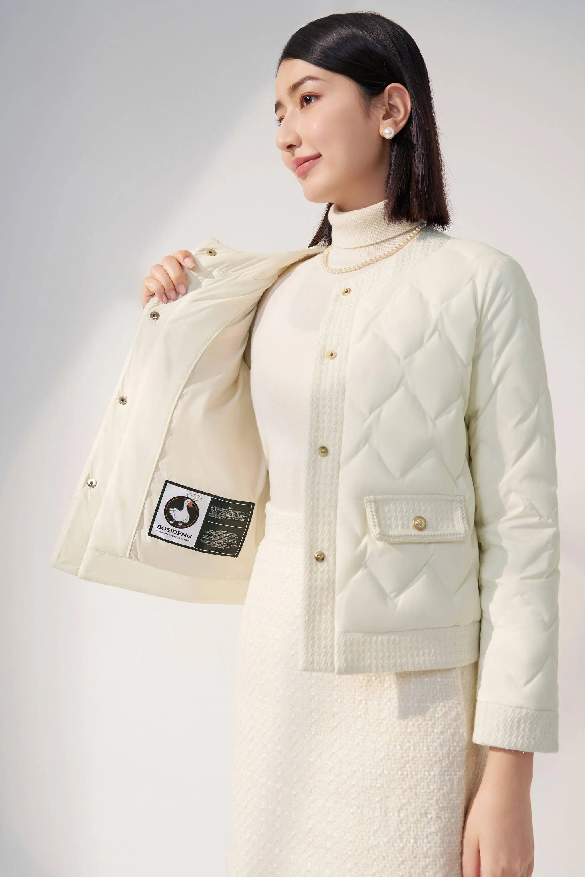 Womens Goose Down Houndstooth Jacket