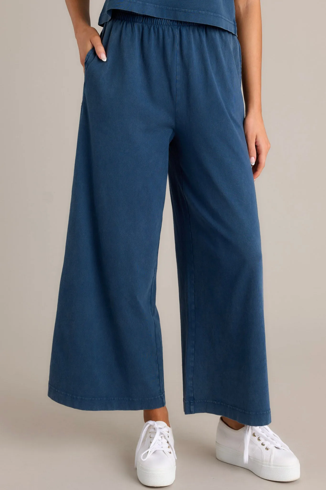Z Supply Scout Midnight Blue Cotton Jersey Flare Pant