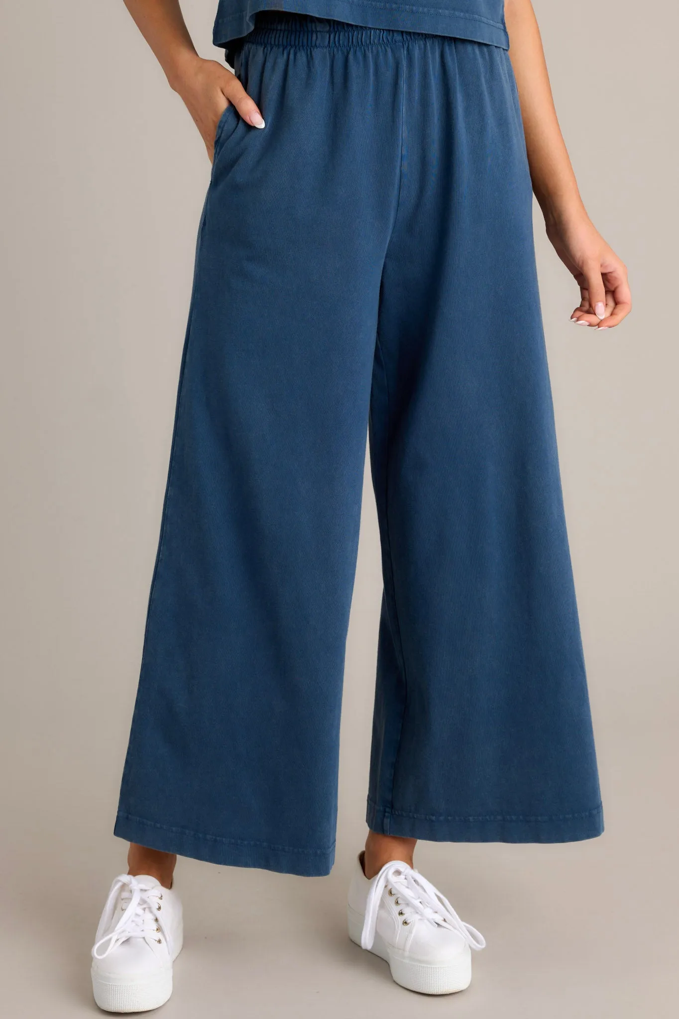 Z Supply Scout Midnight Blue Cotton Jersey Flare Pant